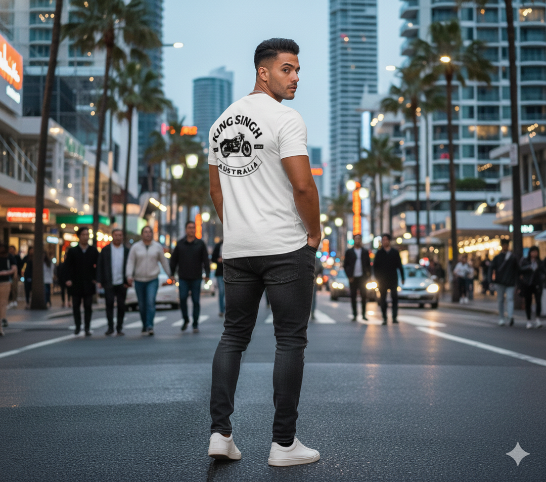 Royal Enforcer Box Tee - Singh’s Biker Edition - White