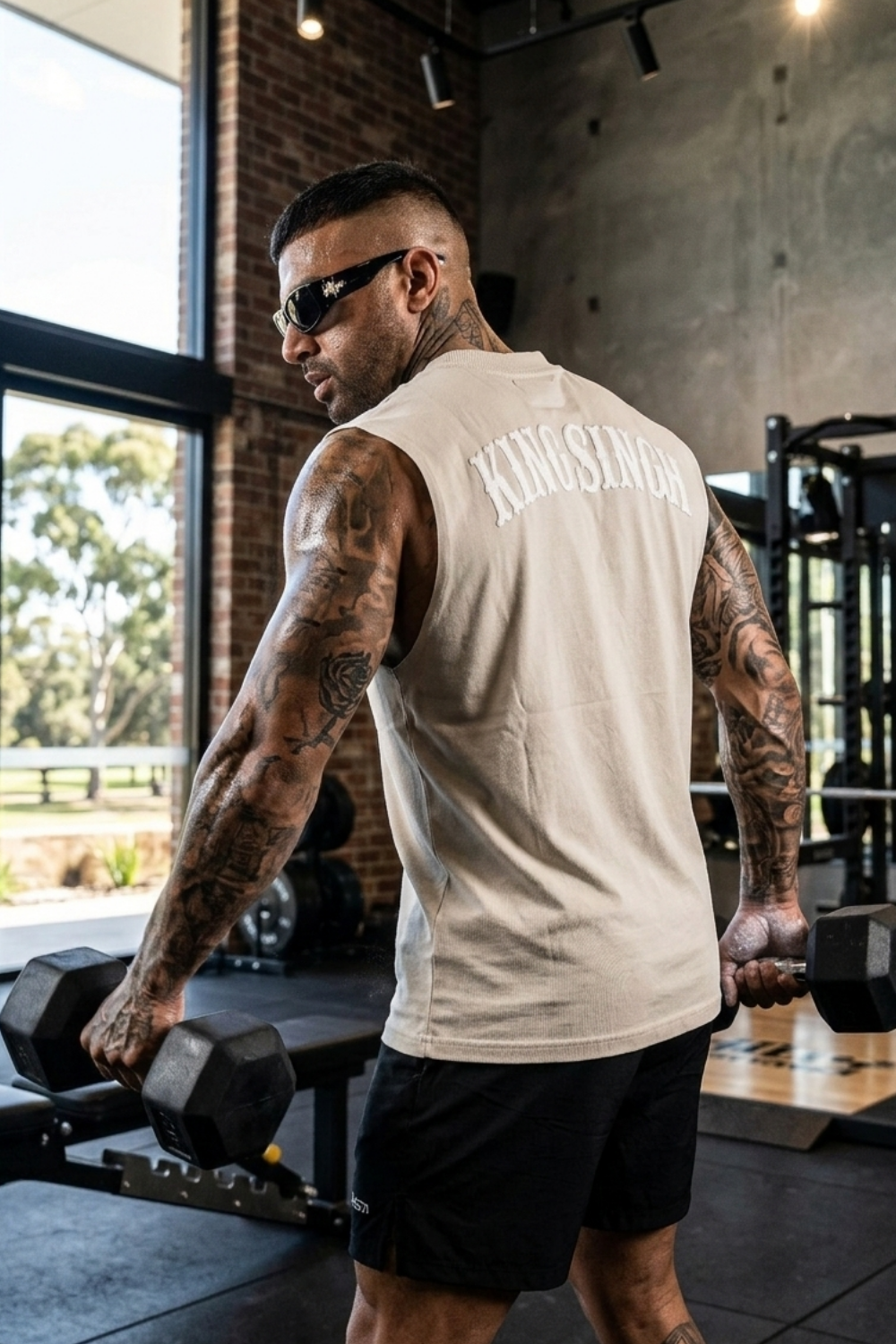 Heavyweight Tank Top– King Mode - GYM Edition - Faded Ivory