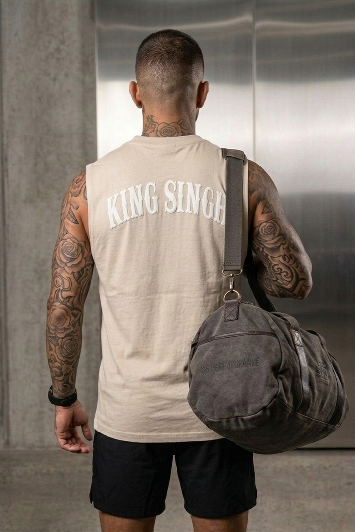 Heavyweight Tank Top– King Mode - GYM Edition - Faded Ivory