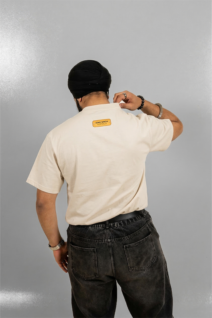 Premium King’s Crowned Oversized Tee – Ivory Sand