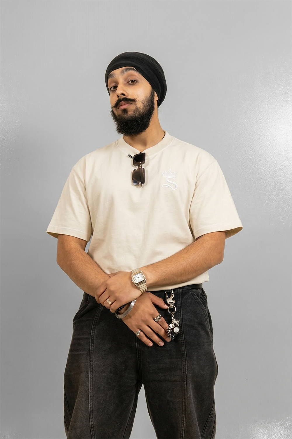 Premium King’s Crowned Oversized Tee – Ivory Sand
