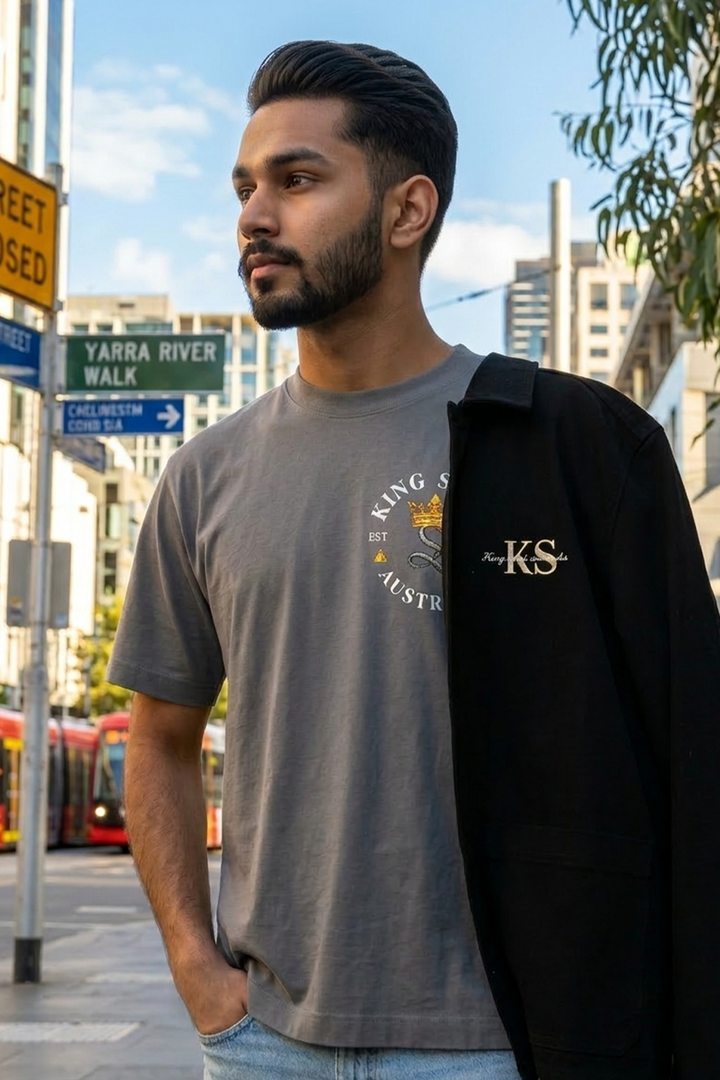 Royal Enforcer Box Tee - Singh’s Biker Edition - Grey
