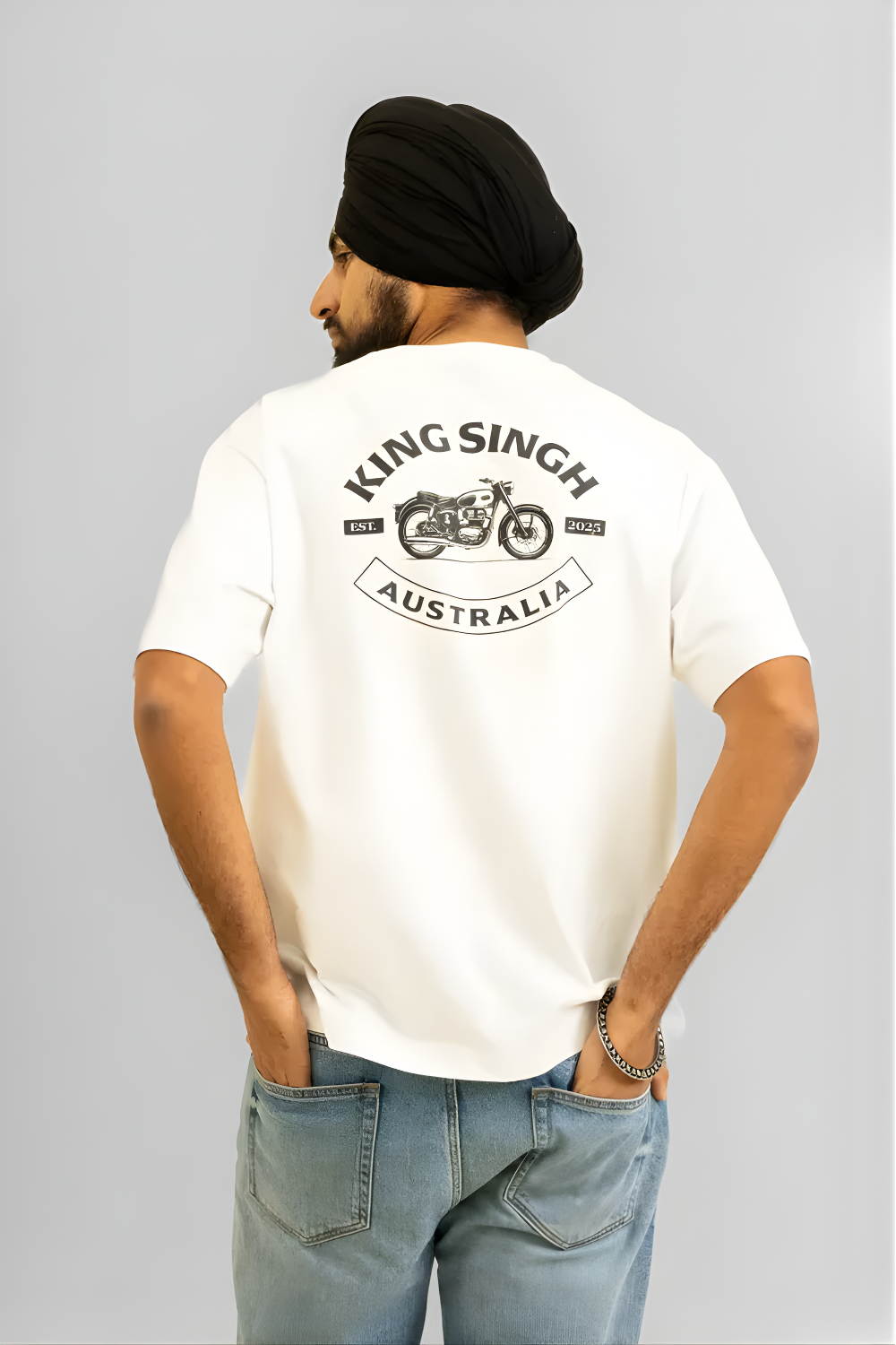 Royal Enforcer Box Tee - Singh’s Biker Edition - White