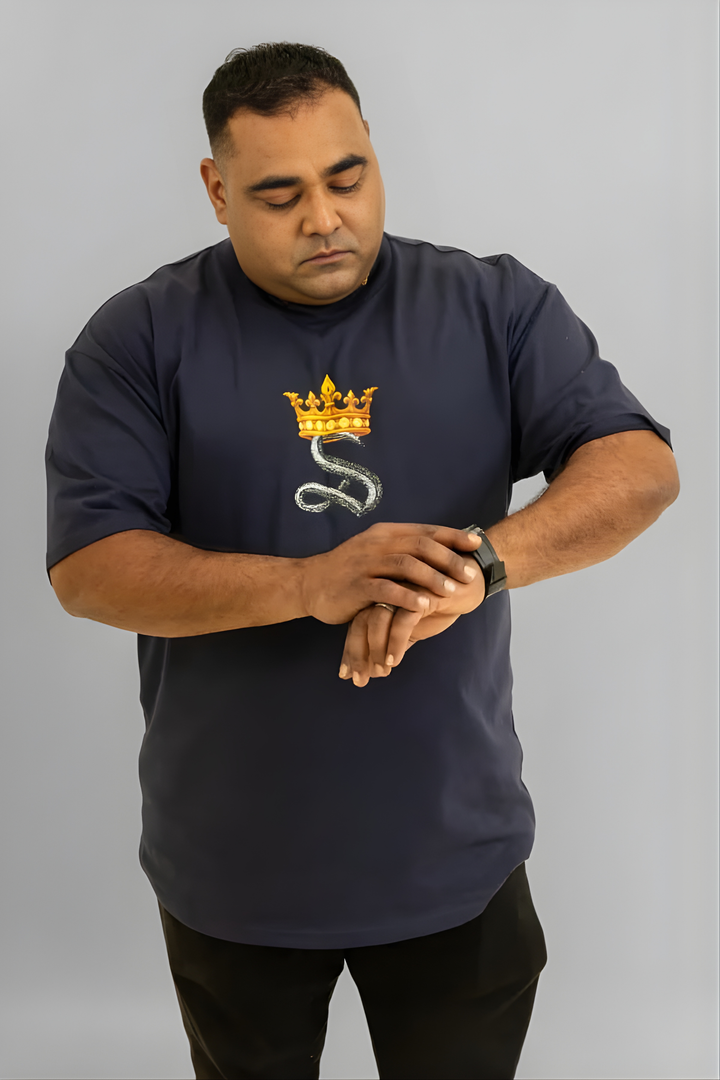 Premium Heavyweight T-Shirt Midnight Blue – Royal Stallion Graphic Streetwear | King Singh Australia