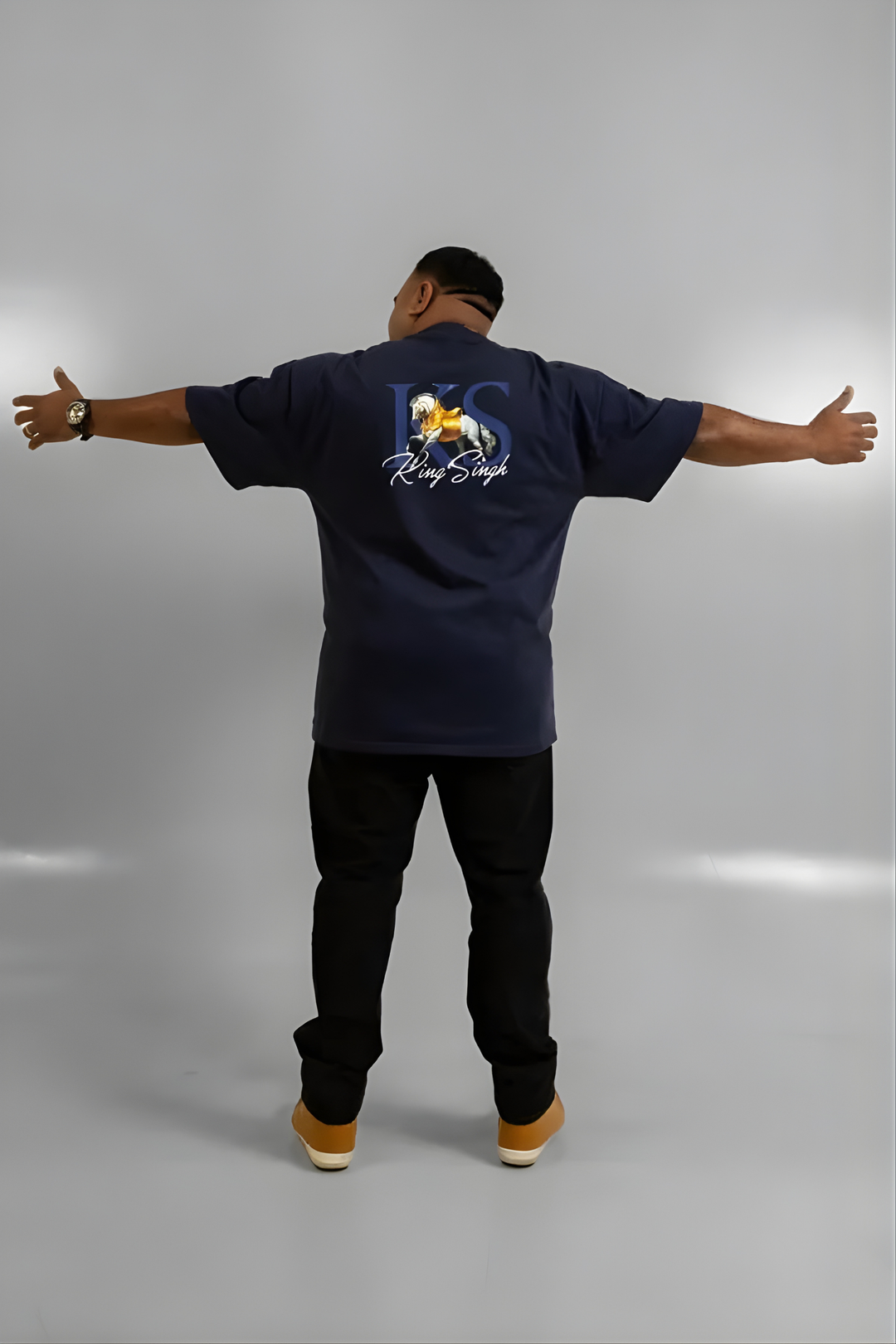 Premium Heavyweight T-Shirt Midnight Blue – Royal Stallion Graphic Streetwear | King Singh Australia
