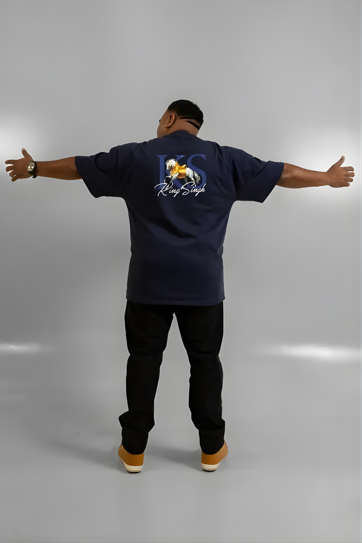 Premium Heavyweight T-Shirt Midnight Blue – Royal Stallion Graphic Streetwear | King Singh Australia