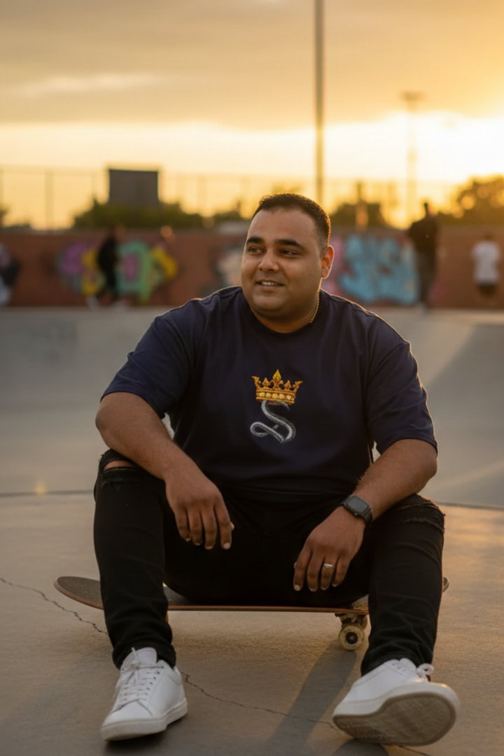 Premium Heavyweight T-Shirt Midnight Blue – Royal Stallion Graphic Streetwear | King Singh Australia